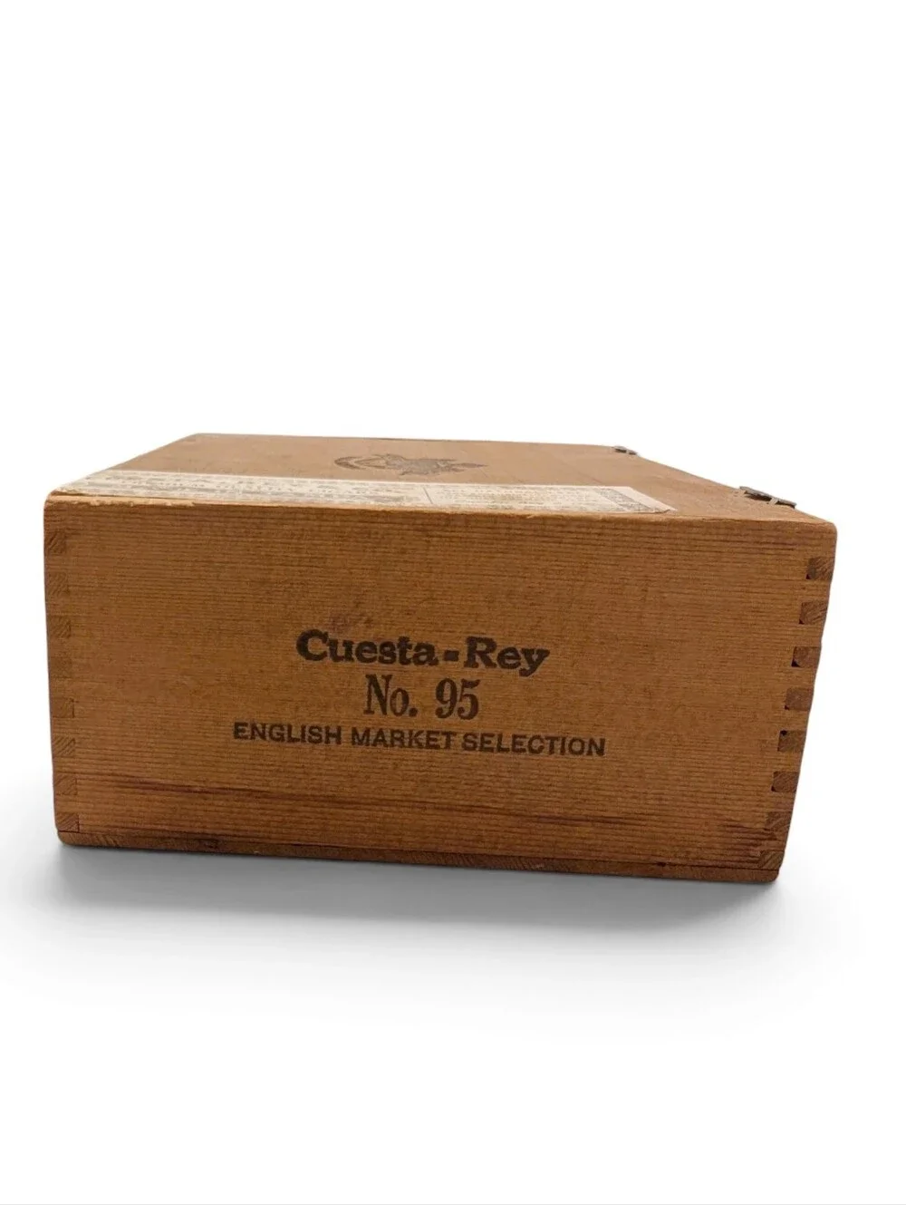 VINTAGE Wood Cigar Box Cuesta Rey Lock Brown Dovetail Corners